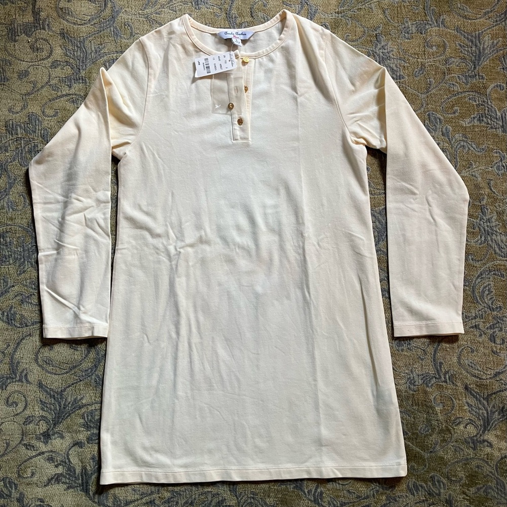 NEW Brooks Brothers Girls Dress Size L Knit Sheath Ivory with Gold Buttons